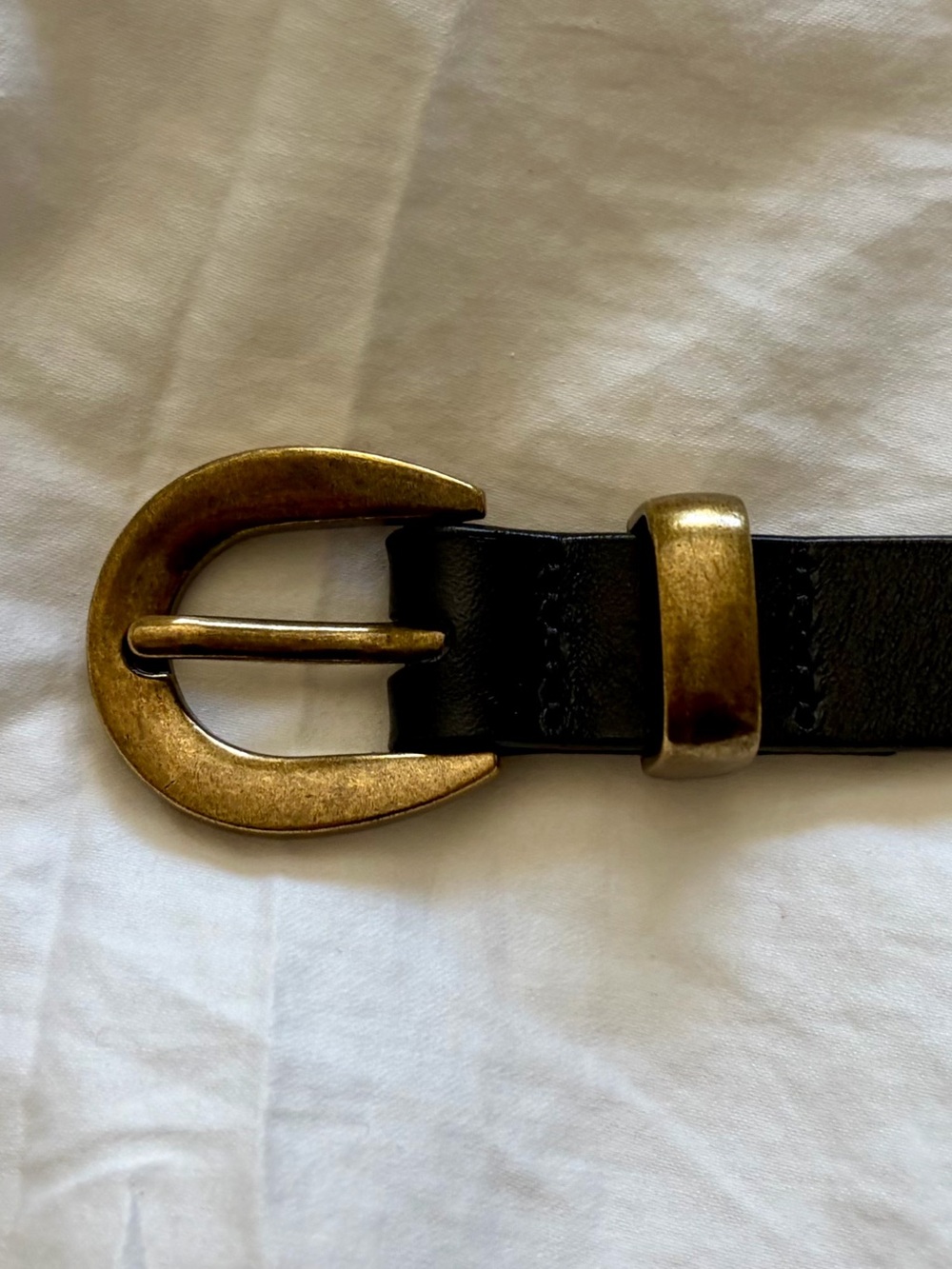 Madewell chunky buckle skinny leather belt Black & Gold/Brass